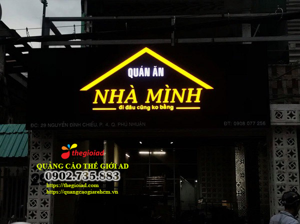 bảng hiệu chữ nổi mica gắn led